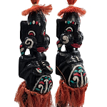 Комплект из 2-х деревянных статуэток Asmat Red Straw Headdress Statuettes варинант исполнения - 3 | Loft Concept в Ижевске