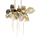 Люстра подвесная с 18-ю стеклянными плафонами с вертикальными подвесками Gilded Mirage  варинант исполнения - 1 | Loft Concept в Ижевске