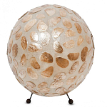 Настольная лампа из перламутра на металлическом каркасе Indonesian Circle варинант исполнения - 1 | Loft Concept в Ижевске