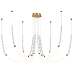Люстра подвесная с 6-ю изогнутыми плафонами и белыми декоративными шариками PEARLS Suspension варинант исполнения - 4 | Loft Concept в Ижевске