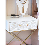 Приставной столик с выдвижным ящиком  White Table Carved Pattern варинант исполнения - 7 | Loft Concept в Ижевске