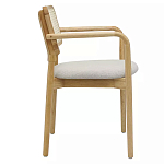 Стул обеденный с мягким сиденьем и спинкой из плетеного ротанга Wood and Textile Chair варинант исполнения - 2 | Loft Concept в Ижевске