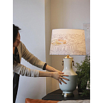 Настольная лампа с принтом на белом тканевом абажуре Roof Garden Lamp варинант исполнения - 5 | Loft Concept в Ижевске