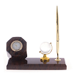 Настольный письменный набор с глобусом и ручкой из натурального обсидиана World Globe варинант исполнения - 1 | Loft Concept в Ижевске