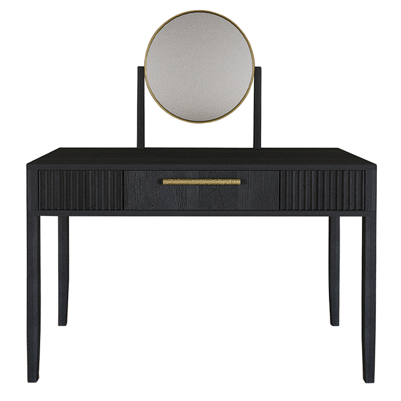 Туалетный Стол с зеркалом Primo Черный дуб Черный матовый Золотой в Ижевске | Loft Concept 