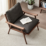 Кресло c каркасом из массива дерева и мягкой кожаной обивкой Walnut Armchair варинант исполнения - 2 | Loft Concept в Ижевске