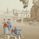 Обои ручная роспись Views of Italy Azure on Sepia варинант исполнения - 2 | Loft Concept в Ижевске