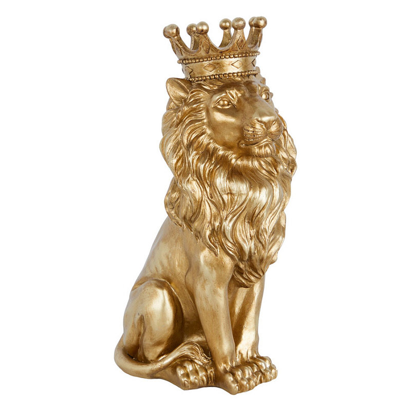 Статуэтка лев с детализированной гривой и изящной короной Lion Crown  Золотой в Ижевске | Loft Concept 