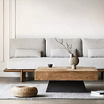 Дизайнерский журнальный стол квадратный с черным трапециевидным основанием Wokab варинант исполнения - 1 | Loft Concept в Ижевске