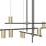 Люстра с 9-ю цилиндрическими плафонами цвета латунь TRIBES CHANDELIER варинант исполнения - 2 | Loft Concept в Ижевске