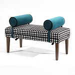 Банкетка Banquette PIED DE POULE с принтом гусиная лапка и синими подлокотниками  варинант исполнения - 2 | Loft Concept в Ижевске