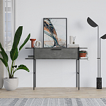 Консоль напольная серая с выдвижным ящиком и 2-мя полками с белой столешницей OTIS CONSOLE RETRO GRAY варинант исполнения - 1 | Loft Concept в Ижевске