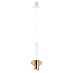 Подвесной светильник с узким цилиндрическим плафоном и золотым металлическим декором Concrete Pipe варинант исполнения - 11 | Loft Concept в Ижевске