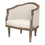 Кресло низкое с мягкой обивкой из льна на 4-х деревянных ножках Emile Armchair beige варинант исполнения - 3 | Loft Concept в Ижевске