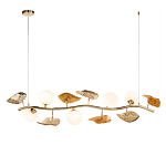 Люстра линейная на золотистом каркасе с белыми стеклянными плафонами Zest of Light варинант исполнения - 1 | Loft Concept в Ижевске