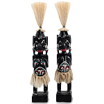 Комплект из 2-х деревянных статуэток Asmat Straw Headdress Statuettes Black Turquoise варинант исполнения - 1 | Loft Concept в Ижевске