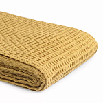 Плед из шерсти цвета охры с бахарамой Waffle Comfort варинант исполнения - 3 | Loft Concept в Ижевске