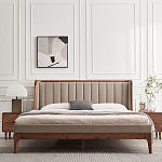 Кровать двуспальная с мягким изголовьем Moon Walnut Bed варинант исполнения - 3 | Loft Concept в Ижевске