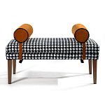 Банкетка Banquette PIED DE POULE Orange с принтом гусиная лапка Оранжевые валики варинант исполнения - 1 | Loft Concept в Ижевске