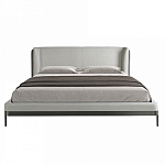 Кровать двуспальная серая с мягким изголовьем из экокожи и ткани Modern Look варинант исполнения - 3 | Loft Concept в Ижевске