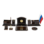 Настольный письменный набор с часами из природного камня обсидиана  Gift for Manager варинант исполнения - 1 | Loft Concept в Ижевске