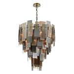 Люстра с многослойными стеклянными панелями янтарного и дымчатого цвета Textured Glass Chandelier варинант исполнения - 3 | Loft Concept в Ижевске