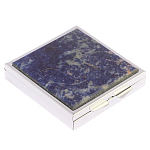 Таблетница карманная квадратная с 4-мя отделениями с зеркалом и накладкой из натурального камня Содалит Silver Stone Pillboxes варинант исполнения - 1 | Loft Concept в Ижевске