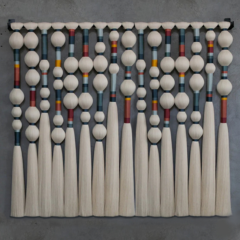 Панно на стену из хлопковых нитей Multi Morse Wall Hanging  Белый Мульти в Ижевске | Loft Concept 