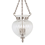 Подвесной светильник цвета никель с прозрачным ребристым стеклянным плафоном в классическом стиле Elstead Lighting варинант исполнения - 1 | Loft Concept в Ижевске