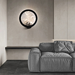 Светодиодное бра круглой формы с металлической рамой черного цвета Marble Glow варинант исполнения - 3 | Loft Concept в Ижевске