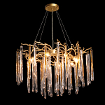 Люстра подвесная золотого цвета с разветвленными ветвями и прозрачными стеклянными подвесками Droplet Chandelier варинант исполнения - 3 | Loft Concept в Ижевске
