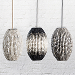 Подвесной светильник вертикальной овальной формы украшенный белыми круглыми бусинами Gradient Oval Pendant Lamp White варинант исполнения - 6 | Loft Concept в Ижевске