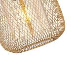 Подвесной светильник со стеклянным плафоном цилиндрической формы и металлической сеткой Metal Mesh Gold варинант исполнения - 4 | Loft Concept в Ижевске