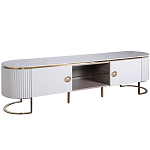 Тумба под телевизор белая овальная с мраморной столешницей Thoroughbass варинант исполнения - 1 | Loft Concept в Ижевске