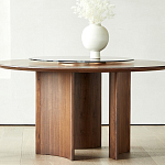 Стол обеденный круглый с двойной столешницей Walnut Wood Table варинант исполнения - 4 | Loft Concept в Ижевске