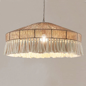 Люстра круглая плетеная с кисточками Dome Sun Glow