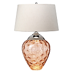 Настольная лампа с фактурным стеклянным основанием красного цвета с хромированной деталью у горловины и белым абажуром из искусственного шёлка Elstead Lighting варинант исполнения - 1 | Loft Concept в Ижевске