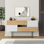 Комод c 2-мя белыми дверцами и 2-мя выдвижными ящиками цвета древесины EROS CONSOLE OAK WHITE варинант исполнения - 1 | Loft Concept в Ижевске