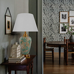 Настольная лампа бирюзовая с цветочным принтом Turquoise Flight варинант исполнения - 5 | Loft Concept в Ижевске