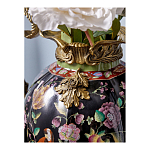 Ваза из фарфора черная с цветочной росписью и бронзовыми элементами Spring Garden варинант исполнения - 5 | Loft Concept в Ижевске