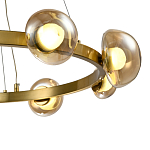 Люстра подвесная светодиодная с 9-ю круглыми плафонами коньячного цвета Iona Chandelier Brass  варинант исполнения - 3 | Loft Concept в Ижевске