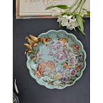 Блюдо из голубого фарфора с бронзовой птичкой Blue Garden варинант исполнения - 5 | Loft Concept в Ижевске