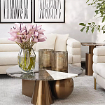 Дизайнерский журнальный стол с круглой столешницей на 3-х геометрических ножках Lehumod варинант исполнения - 3 | Loft Concept в Ижевске