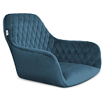 Барный стул со спинкой и подлокотниками на 4-х деревянных ножках Douglas Rhombus Синий Велюр варинант исполнения - 2 | Loft Concept в Ижевске