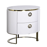 Тумбочка белая овальная с мраморной столешницей Thoroughbass варинант исполнения - 1 | Loft Concept в Ижевске