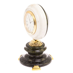 Часы настольные бронзовые из натуральных камней Мрамор и Змеевик Stone Clock варинант исполнения - 5 | Loft Concept в Ижевске