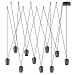 Подвесной светильник черными плафонами на длинных пересекающихся тросах Construction варинант исполнения - 7 | Loft Concept в Ижевске