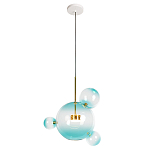Подвесной светильник с прозрачными бирюзовыми стеклянными шарами и золотыми деталями Диаметр 43 Giopato & Coombes варинант исполнения - 1 | Loft Concept в Ижевске
