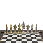 Шахматы в ларце из натуральных камней Долерит Малахит Мрамор Decorative Thematic Chess Русь варинант исполнения - 4 | Loft Concept в Ижевске