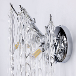 Бра цвета хром с ветвями и прозрачными стеклянными подвесками в виде вытянутых спиральных капель Droplet Chandelier варинант исполнения - 6 | Loft Concept в Ижевске